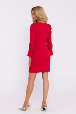 Lange ermer Minikjole - Moe til dame fra MS StyleHaven, laget av polyester, farge Rød, størrelse M, med long ermer, perfekt til dress