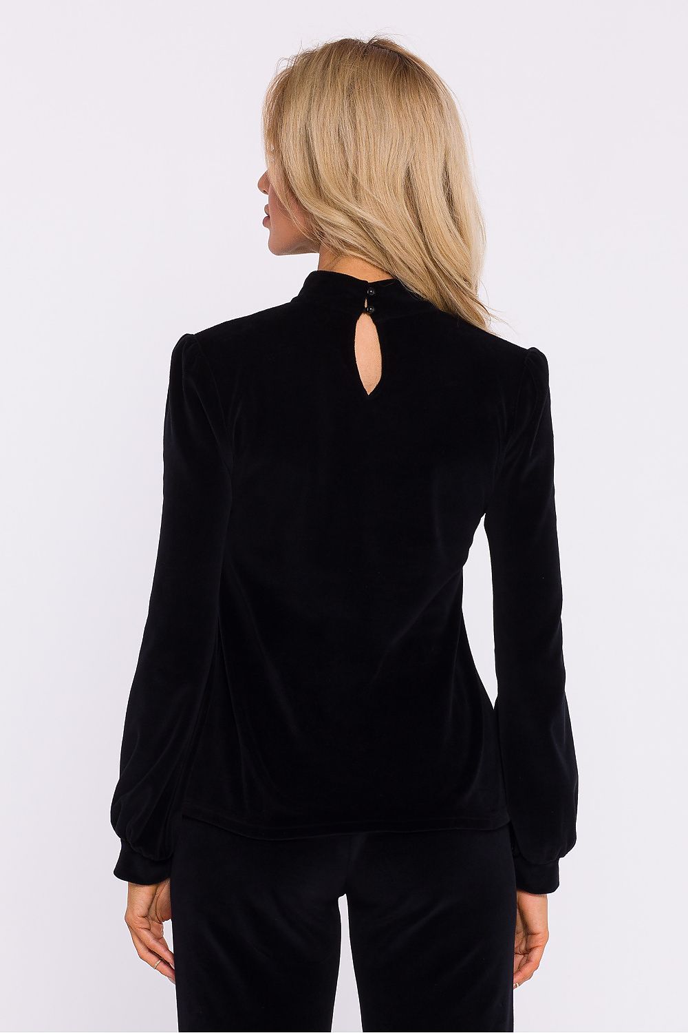 Mørk Velour Bluse - Moe til dame fra MS StyleHaven, laget av Velur, farge Grå, størrelse XL, med long ermer, perfekt til dress
