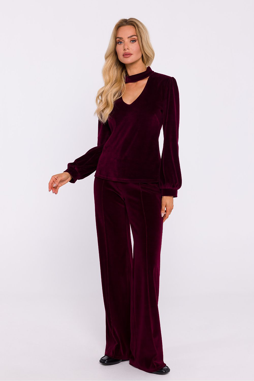 Mørk Velour Bluse - Moe til dame fra MS StyleHaven, laget av Velur, farge Svart, størrelse s, med long ermer, perfekt til dress