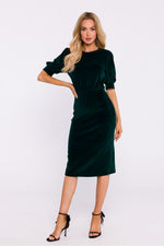 Velour Dagkjole Moe til dame fra MS StyleHaven, laget av polyester, farge Grønn, størrelse M, med 45720 ermer, perfekt til dress