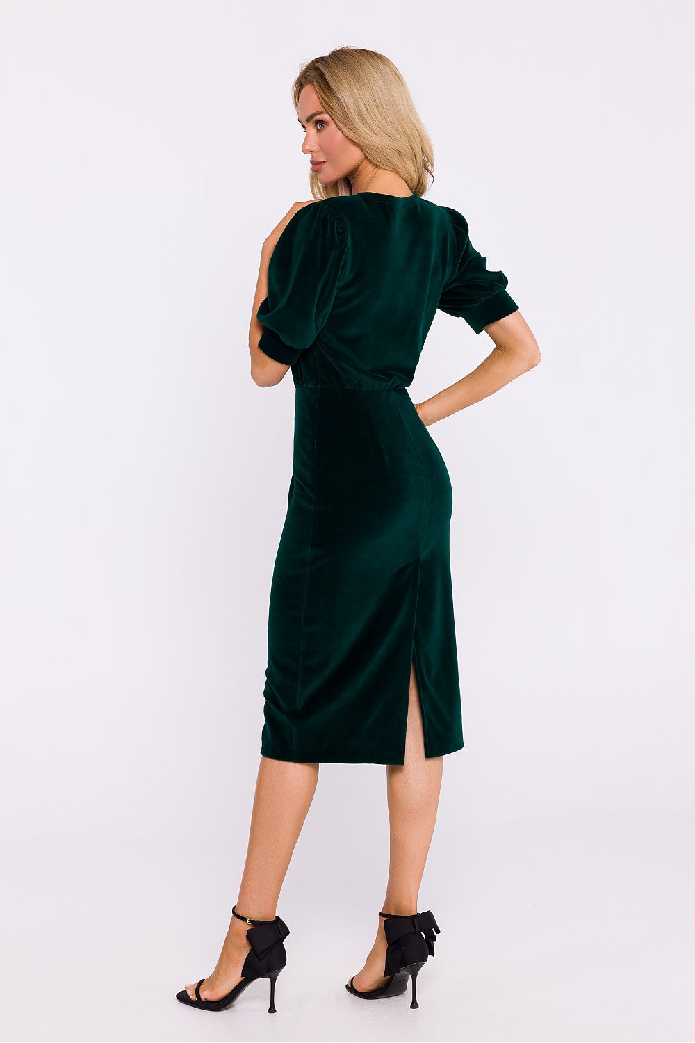 Velour Dagkjole Moe til dame fra MS StyleHaven, laget av polyester, farge Grønn, størrelse L, med 45720 ermer, perfekt til dress