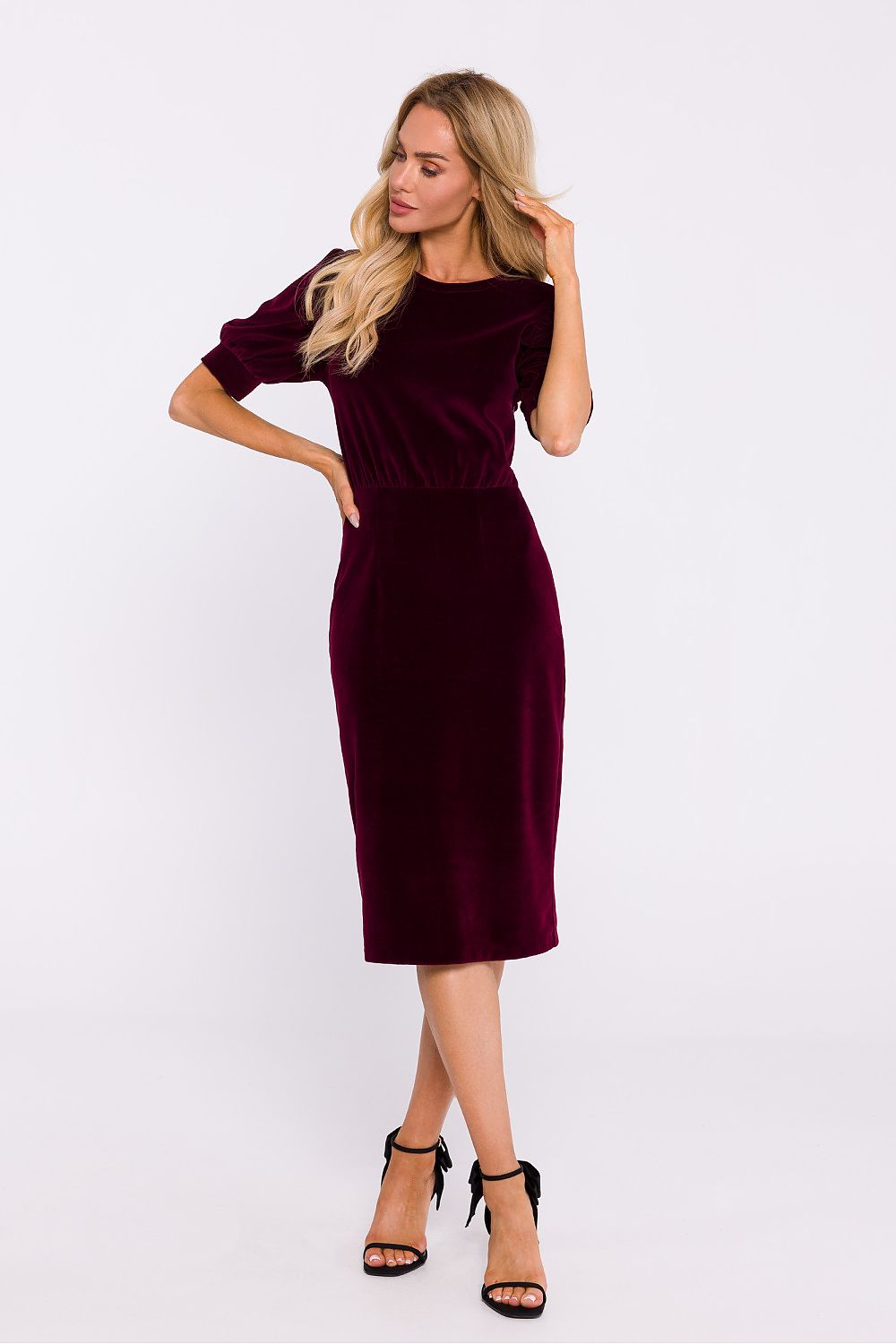 Velour Dagkjole Moe til dame fra MS StyleHaven, laget av polyester, farge Svart, størrelse XXL, med 45720 ermer, perfekt til dress