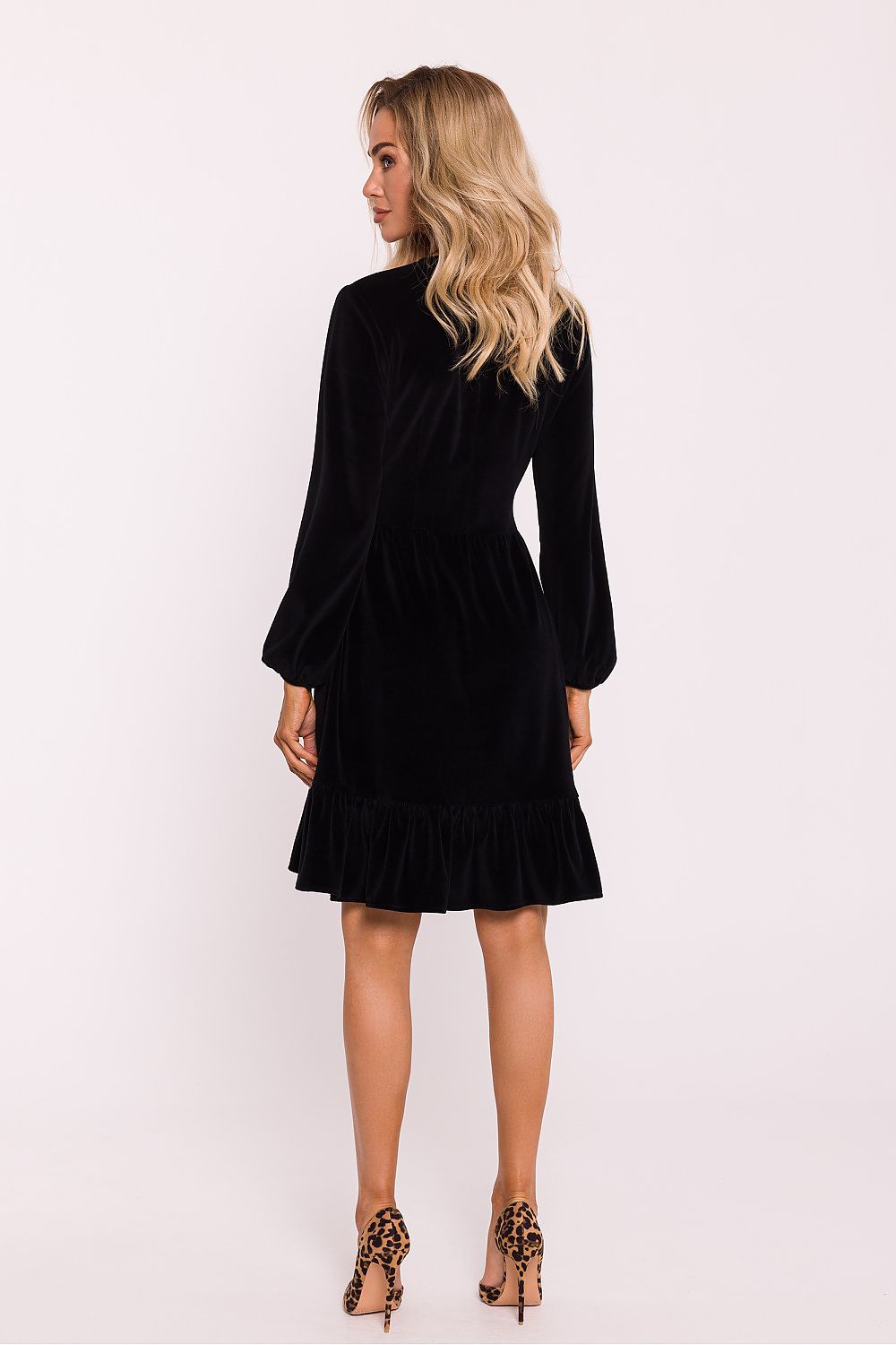 Side Zipper Dagkjole - Moe til dame fra MS StyleHaven, laget av Bomull; polyester; Velur, farge Rød, størrelse s, med long ermer, perfekt til dress