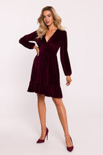 Side Zipper Dagkjole - Moe til dame fra MS StyleHaven, laget av Bomull; polyester; Velur, farge Rød, størrelse XL, med long ermer, perfekt til dress