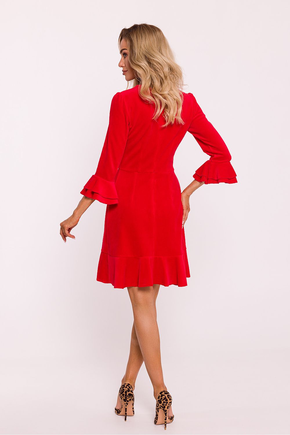 Dagkjole Moe til dame fra MS StyleHaven, laget av Velur, farge Rød, størrelse L, med 45720 ermer, perfekt til dress