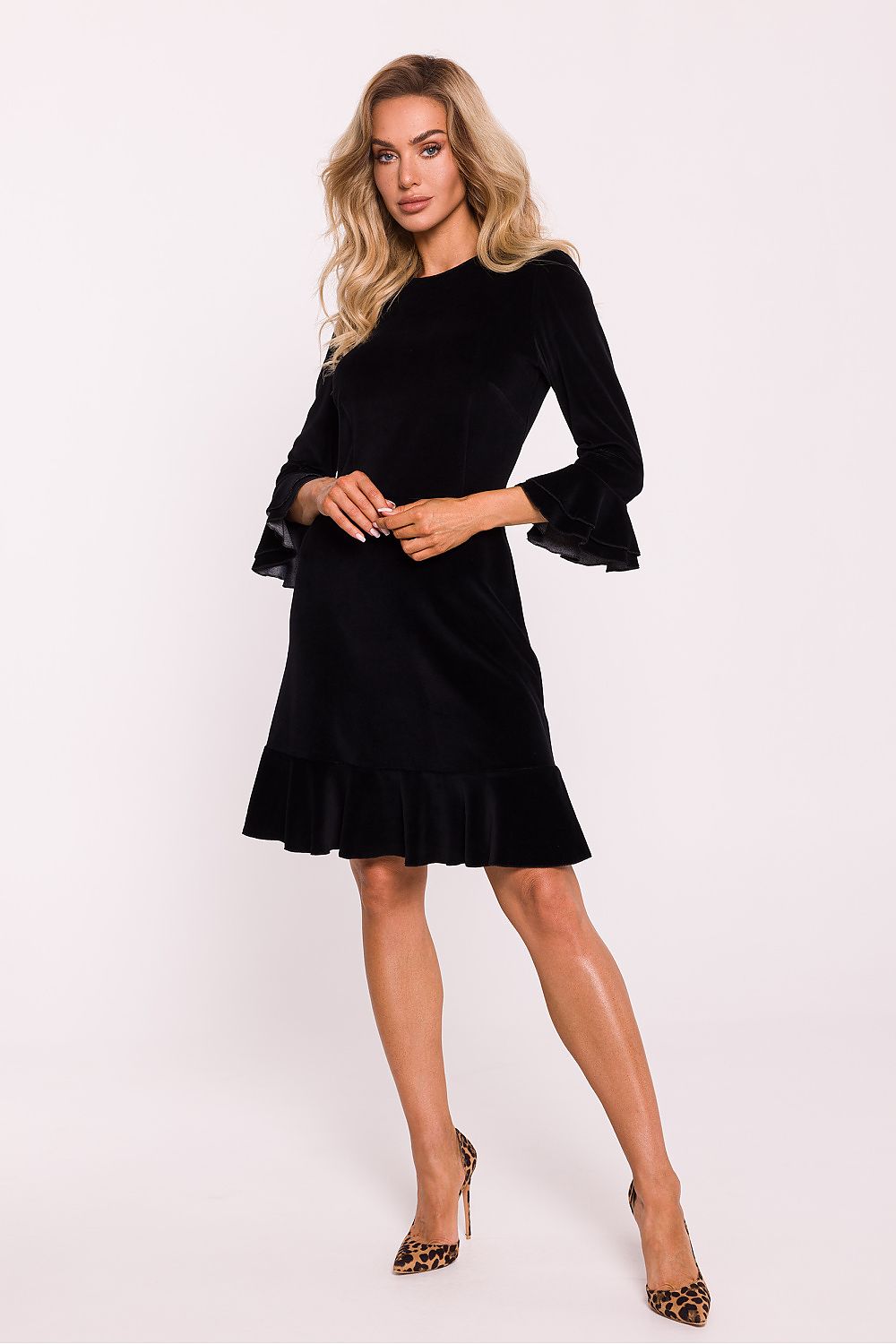 Dagkjole Moe til dame fra MS StyleHaven, laget av Velur, farge Svart, størrelse s, med 45720 ermer, perfekt til dress