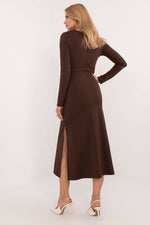 Lakerta Elegant Midi-kjole til dame til dame fra MS StyleHaven, laget av Viskose, farge Svart, størrelse L/XL, med long ermer, perfekt til casual; dress