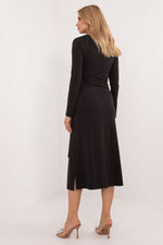 Lakerta Elegant Midi-kjole til dame til dame fra MS StyleHaven, laget av Viskose, farge Grå, størrelse L/XL, med long ermer, perfekt til casual; dress