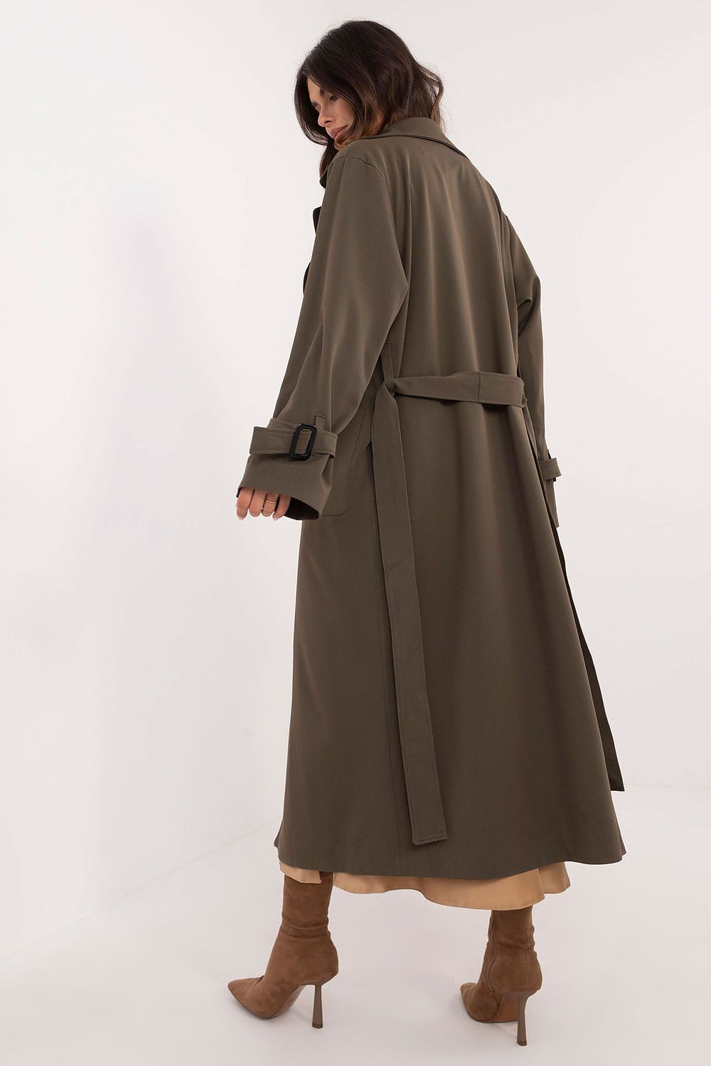 Lakerta Trench Coat i bomull til dame til dame fra MS StyleHaven, laget av Bomull, farge Svart, størrelse S/M, med long ermer, perfekt til casual; dress