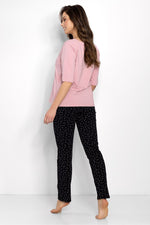 Pyjamas Momenti Per Me til dame fra MS StyleHaven, laget av Bomull; Elastan-1, farge Svart, størrelse M, med long ermer, perfekt til casual; dress