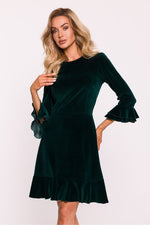 Dagkjole Moe til dame fra MS StyleHaven, laget av Velur, farge Grønn, størrelse s, med 45720 ermer, knee lengde, kjolestil sweater, perfekt til dress