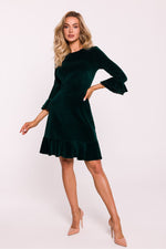 Dagkjole Moe til dame fra MS StyleHaven, laget av Velur, farge Grønn, størrelse M, med 45720 ermer, perfekt til dress