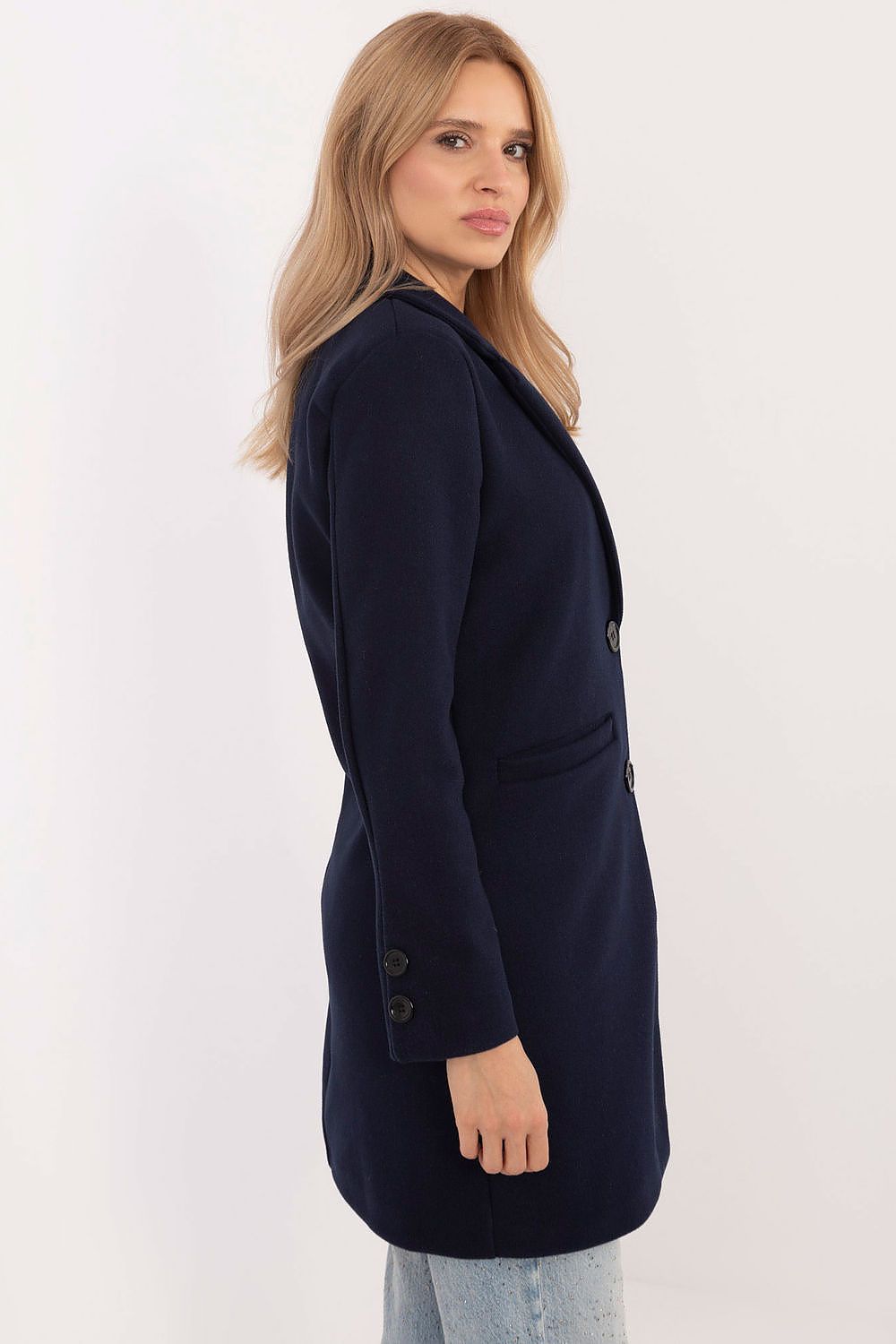 Frakk Och Bella til dame fra MS StyleHaven, laget av Viskose, farge Marineblå, størrelse M, med short ermer, perfekt til casual; dress