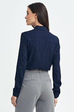 Langermet skjorte Nife til dame fra MS StyleHaven, laget av Viskose, farge Marineblå, størrelse 40, med long ermer, perfekt til casual; dress