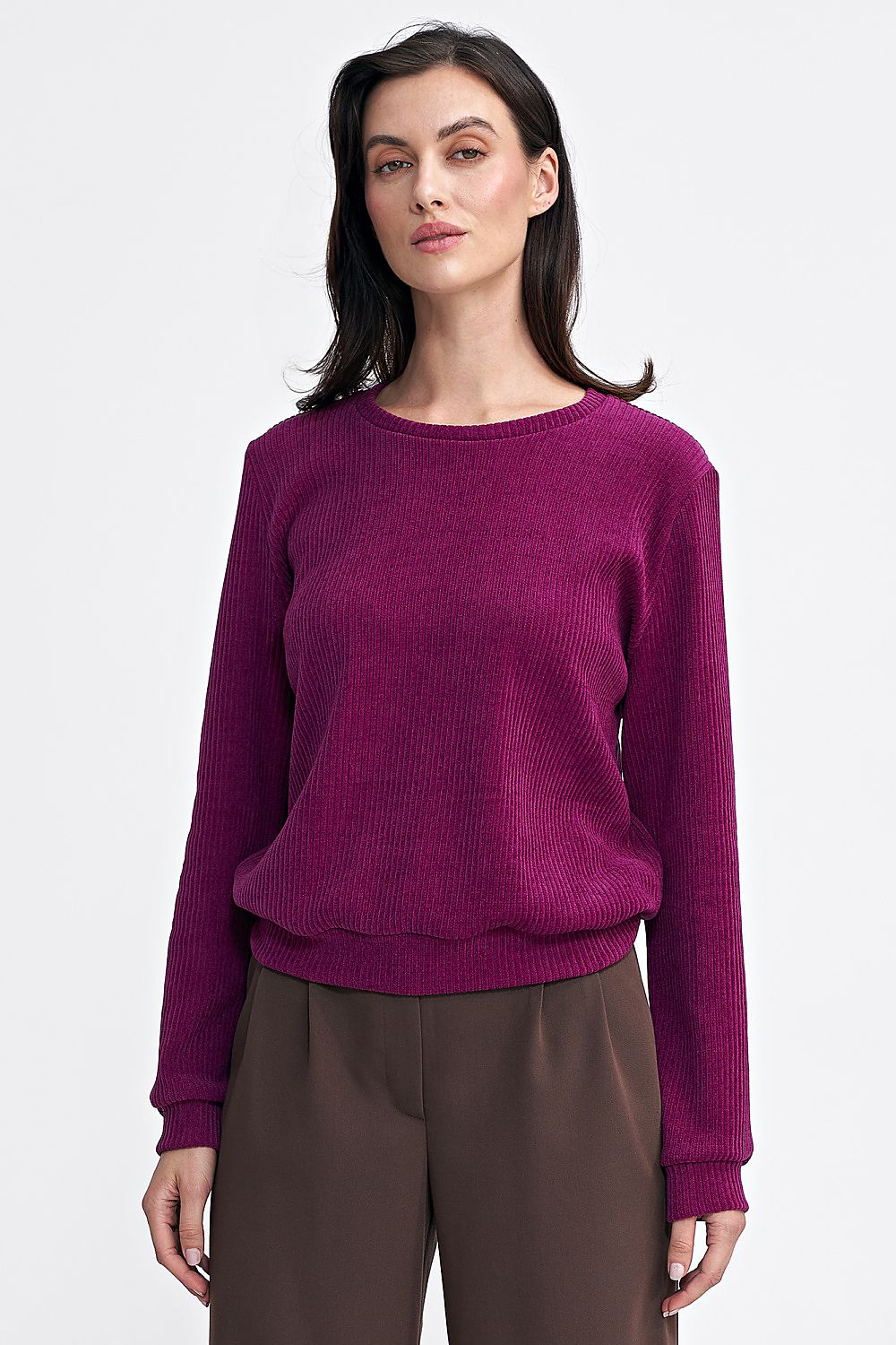 Bluse Nife til dame fra MS StyleHaven, laget av polyester, farge Fiolett, størrelse 36, med long ermer, perfekt til casual; dress