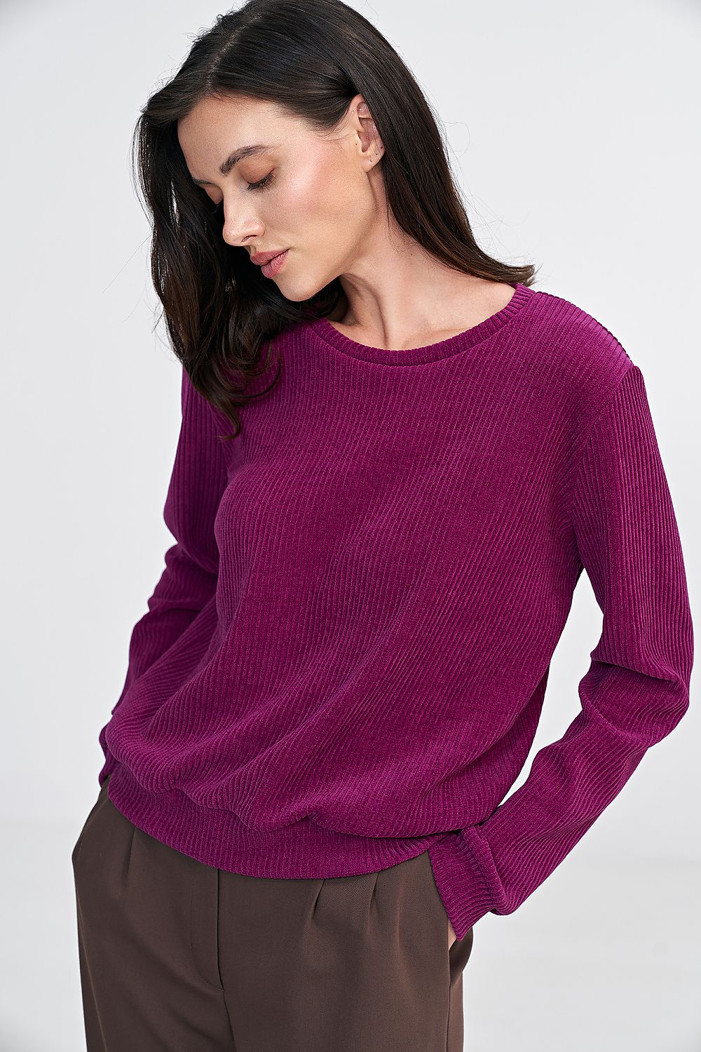 Bluse Nife til dame fra MS StyleHaven, laget av polyester, farge Fiolett, størrelse 42, med long ermer, perfekt til casual; dress