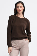 Bluse Nife til dame fra MS StyleHaven, laget av polyester, farge Brun, størrelse 36, med long ermer, perfekt til casual; dress
