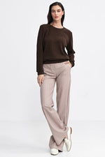 Bluse Nife til dame fra MS StyleHaven, laget av polyester, farge Brun, størrelse 38, med long ermer, perfekt til casual; dress