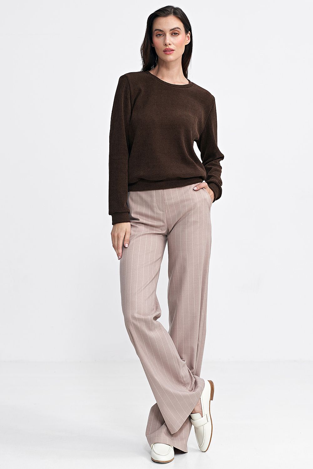 Bluse Nife til dame fra MS StyleHaven, laget av polyester, farge Brun, størrelse 38, med long ermer, perfekt til casual; dress