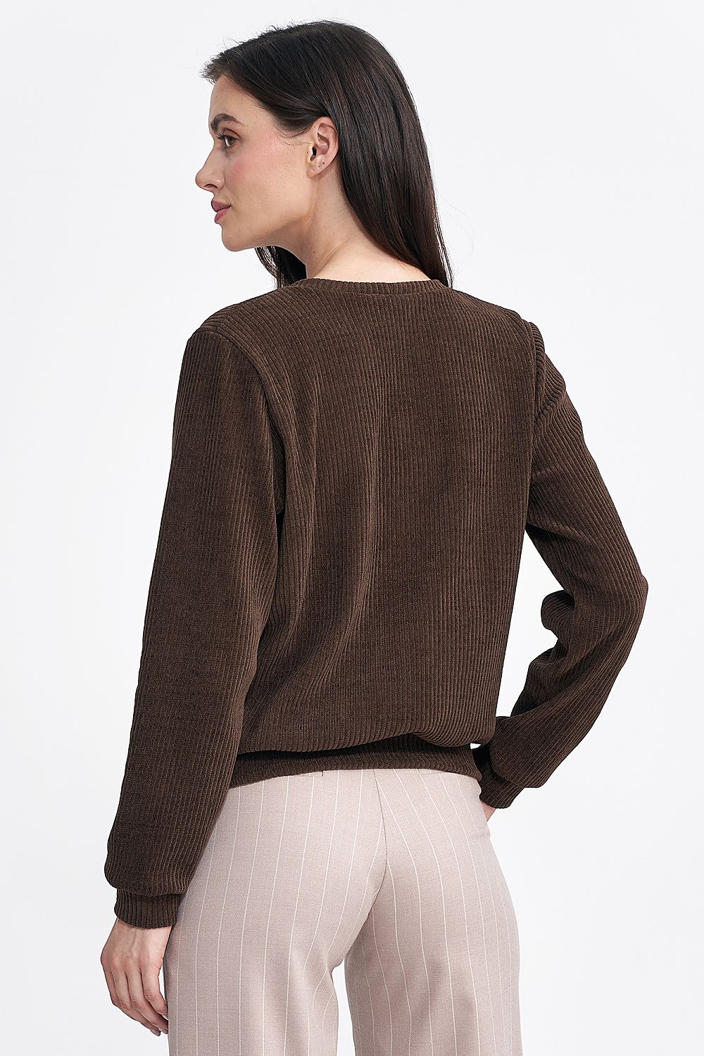 Bluse Nife til dame fra MS StyleHaven, laget av polyester, farge Brun, størrelse 40, med long ermer, perfekt til casual; dress
