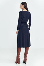 Dagskjole Nife til dame fra MS StyleHaven, laget av modal-1; Polyamid; Viskose, farge Marineblå, størrelse 38, med long ermer, perfekt til casual; dress