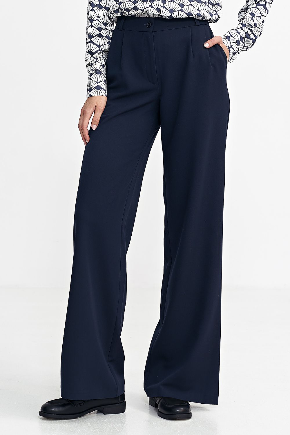 Bukser Nife til dame fra MS StyleHaven, laget av polyester; Viskose, farge Marineblå, størrelse 36, med long ermer, perfekt til casual; dress