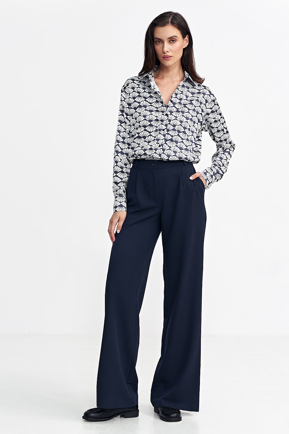 Bukser Nife til dame fra MS StyleHaven, laget av polyester; Viskose, farge Marineblå, størrelse 38, med long ermer, perfekt til casual; dress