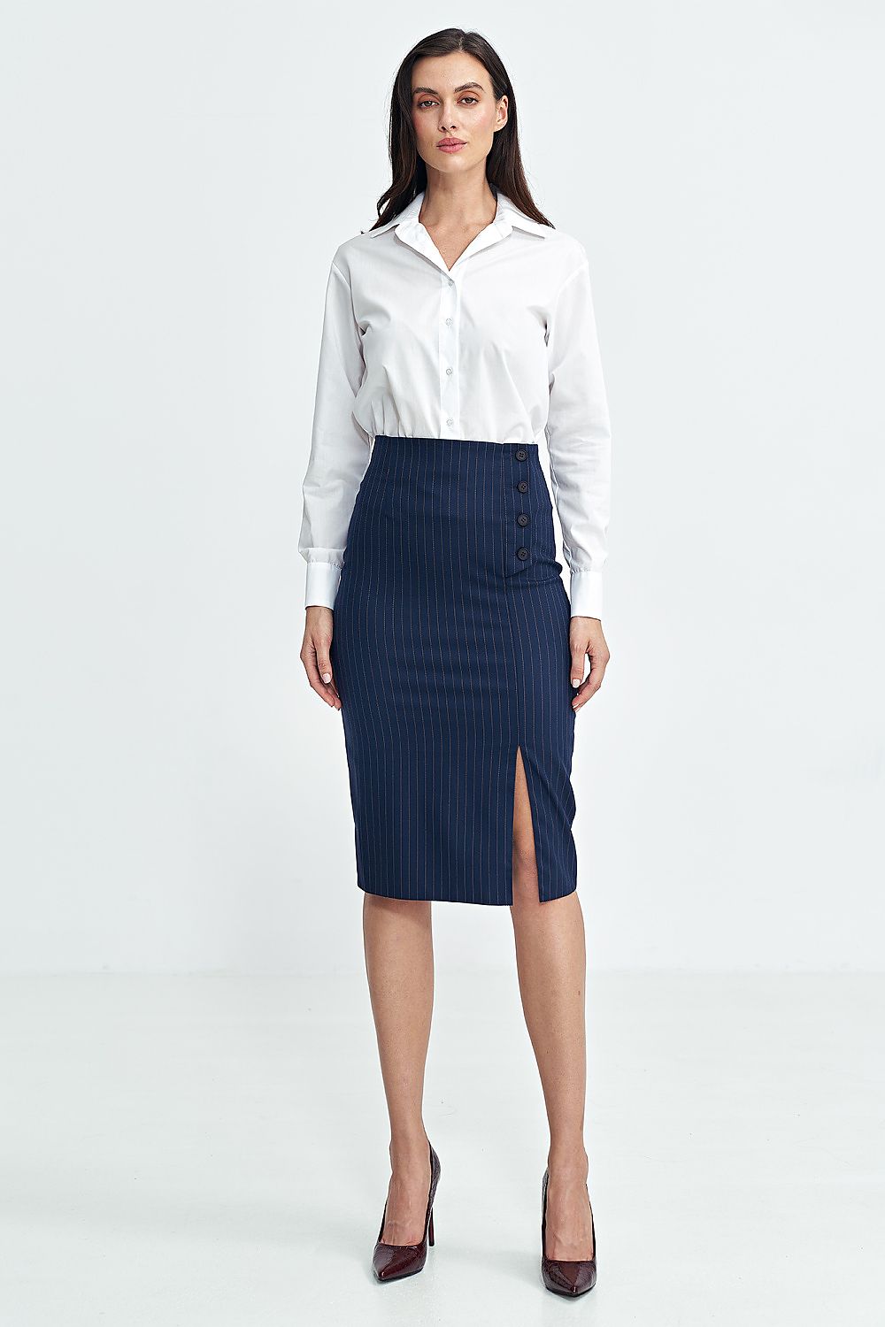 Skjørt Nife til dame fra MS StyleHaven, laget av polyester; Viskose, farge Marineblå, størrelse 38, med sleeveless ermer, perfekt til casual; dress