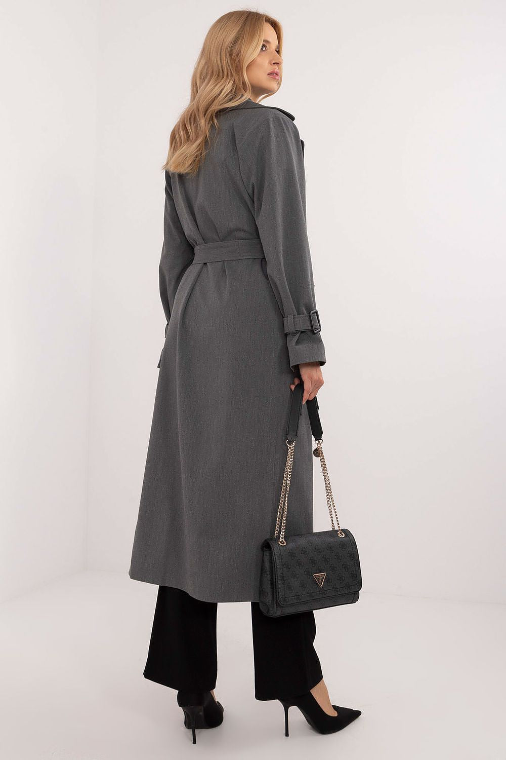 Lakerta trenchcoattil dame til dame fra MS StyleHaven, laget av Bomull, farge Grå, størrelse L/XL, med long ermer, perfekt til casual; dress