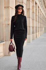 Carmen – strikkeskjørt med stil og komfort - Roco Fashion fra MS StyleHaven, størrelse 38, med long, bukselengde long, kjolelengde midi, kjolestil wrap; a-line