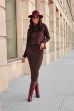 Carmen – strikkeskjørt med stil og komfort - Roco Fashion fra MS StyleHaven, størrelse 42, med long, bukselengde long, kjolelengde midi, kjolestil wrap; a-line
