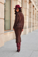 Carmen – strikkeskjørt med stil og komfort - Roco Fashion fra MS StyleHaven, størrelse 36, med long, bukselengde long, kjolelengde midi, kjolestil wrap; a-line