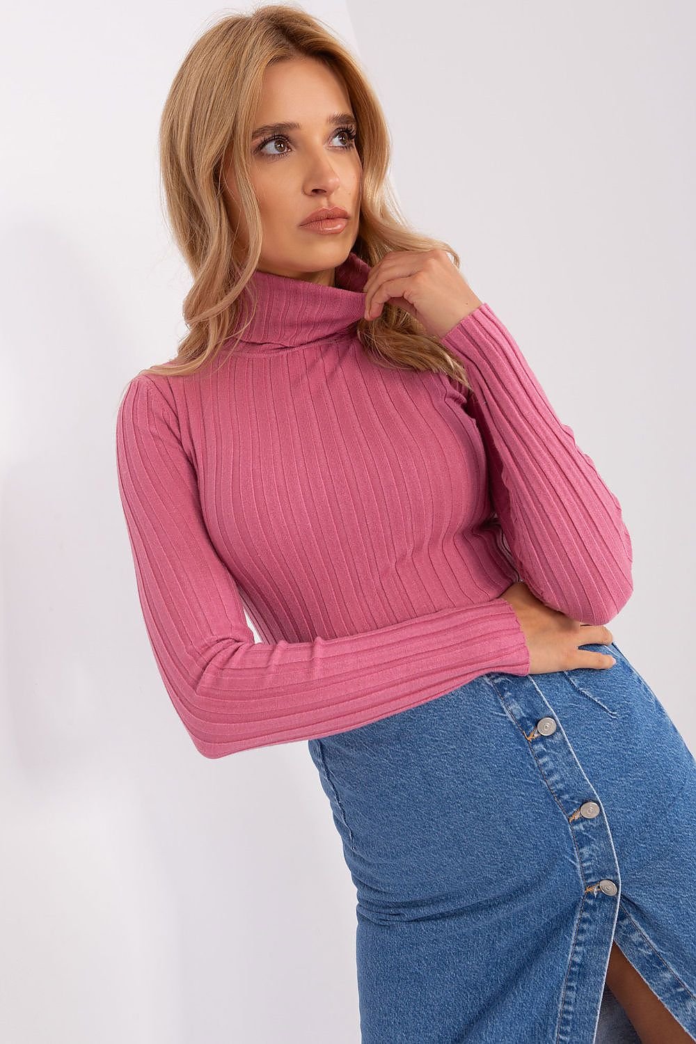 Turtleneck genser til dame fra MS StyleHaven, størrelse S/M, med long, bukselengde long, kjolelengde short; knee; mini; midi, kjolestil sweater; other