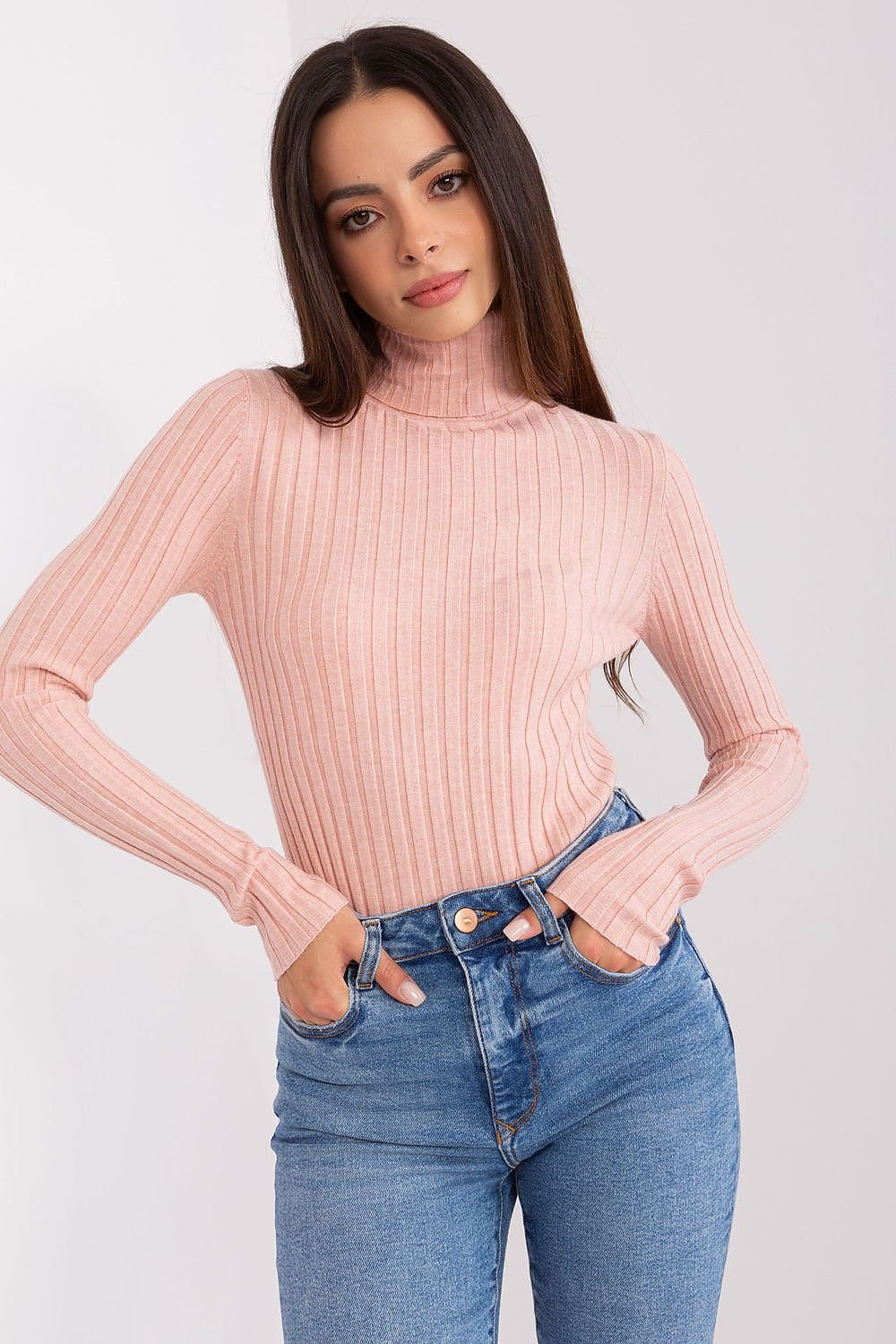 Turtleneck genser til dame fra MS StyleHaven, størrelse M/L, med long, bukselengde long, kjolelengde short; knee; mini; midi, kjolestil sweater; other