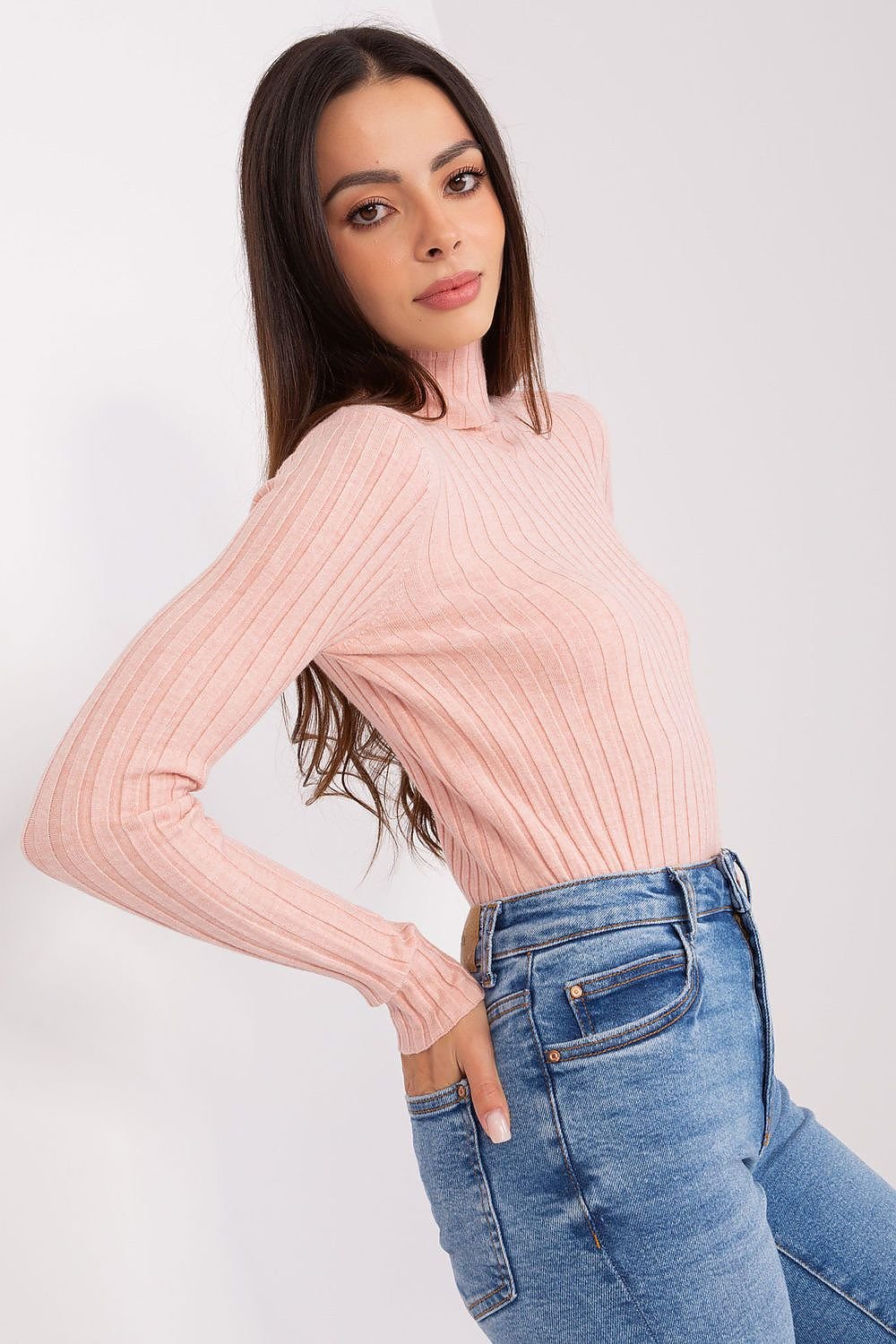 Turtleneck genser til dame fra MS StyleHaven, størrelse M/L, med long, bukselengde long, kjolelengde short; knee; mini; midi, kjolestil sweater; other