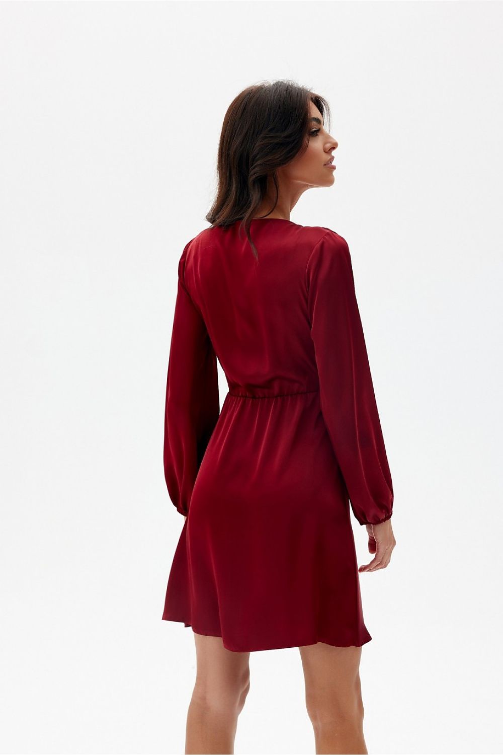 Catlin – sateng Minikjole av Roco Fashion fra MS StyleHaven, størrelse 36, med long, bukselengde long, kjolelengde mini, kjolestil wrap; a-line