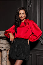 Evelyn Sateng Bluse - Roco Fashion fra MS StyleHaven, størrelse 36,bukselengde long, kjolelengde midi, kjolestil wrap; a-line