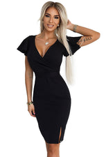 Nina cocktailkjole 1 til dame fra MS StyleHaven, laget av polyester, farge Rød, størrelse XS, med short ermer, perfekt til casual; dress