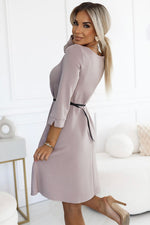 Uanstrengt dagskjole til dame fra MS StyleHaven, laget av polyester; Polyamid, farge beige 3, størrelse 2XL/3XL, med 45720 ermer, perfekt til casual; dress