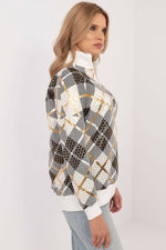 Rutete Casual Sweatshirt med Glidelåskrage - FP til dame fra MS StyleHaven, størrelse M, med long, kjolelengde knee, kjolestil sweater