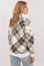 Rutete Casual Sweatshirt med Glidelåskrage - FP til dame fra MS StyleHaven, størrelse L, med long, kjolelengde knee, kjolestil sweater