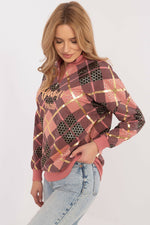 Rutete Casual Sweatshirt med Glidelåskrage - FP til dame fra MS StyleHaven, størrelse s, med long, kjolelengde knee, kjolestil sweater