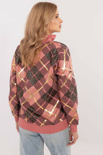 Rutete Casual Sweatshirt med Glidelåskrage - FP til dame fra MS StyleHaven, størrelse M, med long, kjolelengde knee, kjolestil sweater