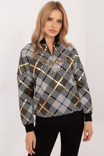 Rutete Casual Sweatshirt med Glidelåskrage - FP til dame fra MS StyleHaven, størrelse M, med long, kjolelengde knee, kjolestil sweater