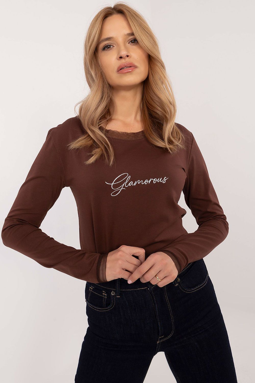 Universal Bluse med Broderi - FP til dame fra MS StyleHaven, størrelse M, med long, kjolelengde knee, kjolestil sweater