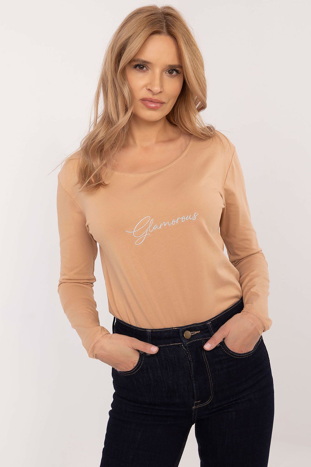 Universal Bluse med Broderi - FP til dame fra MS StyleHaven, størrelse L, med long, kjolelengde knee, kjolestil sweater