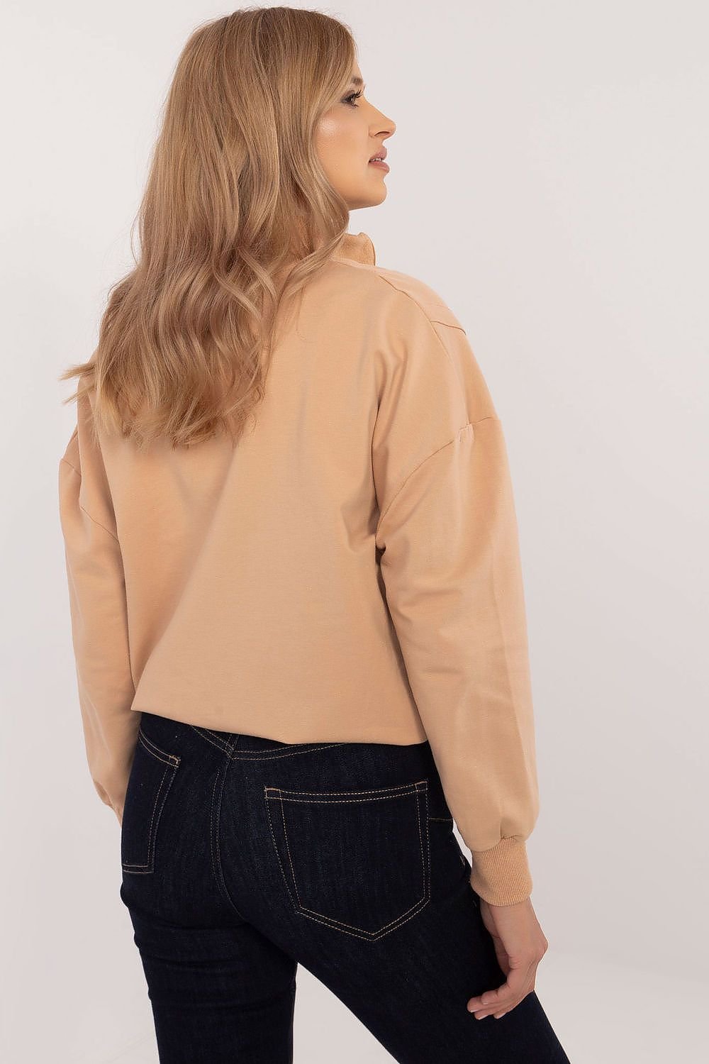 Sweatshirt med glidelås til dame fra MS StyleHaven, størrelse S, med short, bukselengde long, kjolelengde maxi, kjolestil gown; sheath