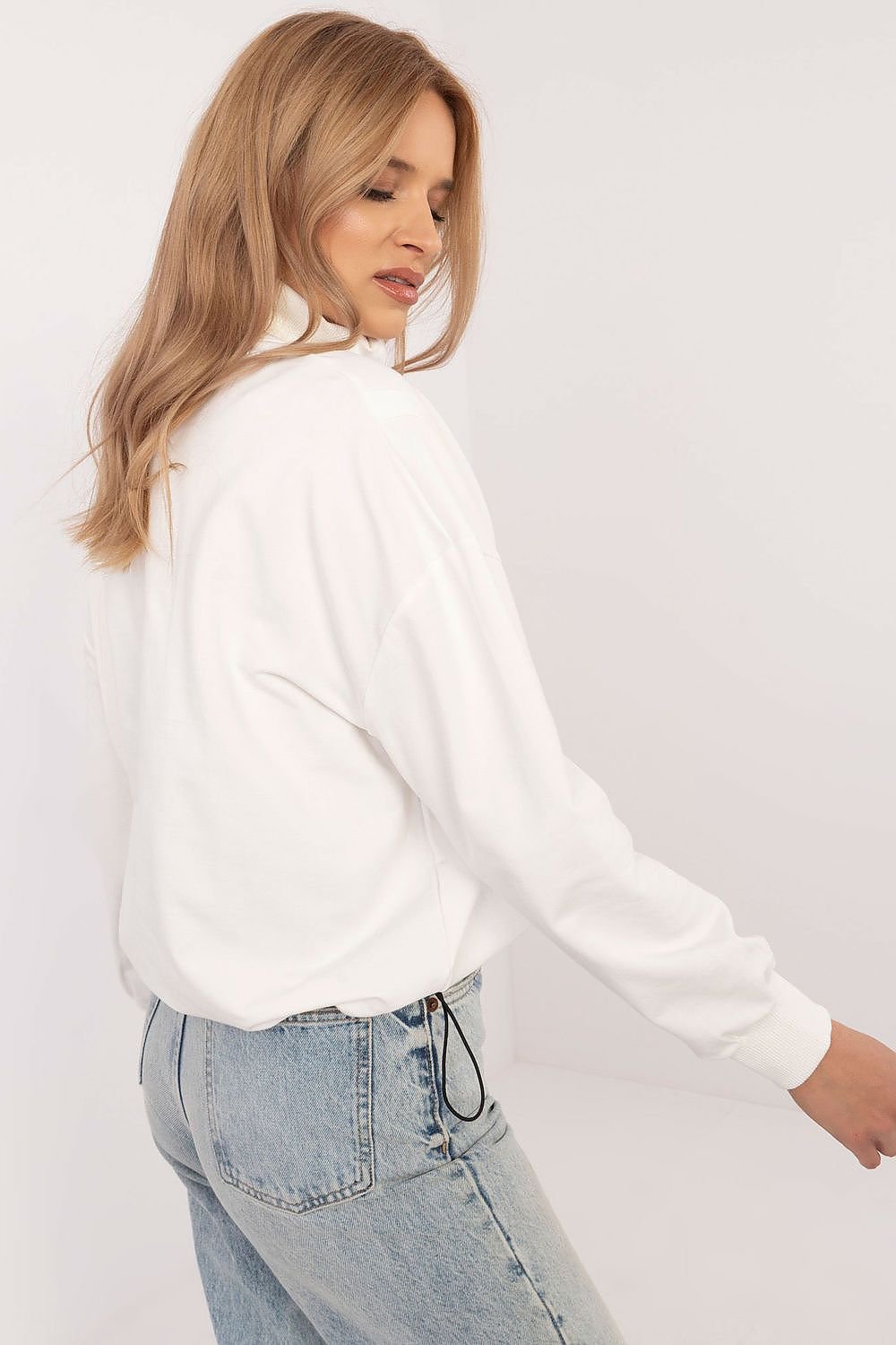 Sweatshirt med glidelås til dame fra MS StyleHaven, størrelse L, med short, bukselengde long, kjolelengde maxi, kjolestil gown; sheath