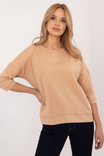 Universal bluse i bomull – 3/4 ermer til dame fra MS StyleHaven, størrelse XL, med short, bukselengde long, kjolelengde mini, kjolestil wrap; a-line
