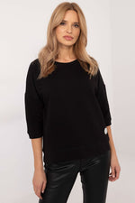 Universal bluse i bomull – 3/4 ermer til dame fra MS StyleHaven, størrelse XL, med short, bukselengde long, kjolelengde mini, kjolestil wrap; a-line